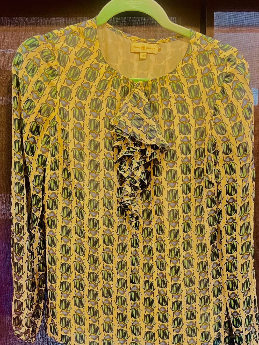 Tory Burch beige Printed Ruffle Front Blouse